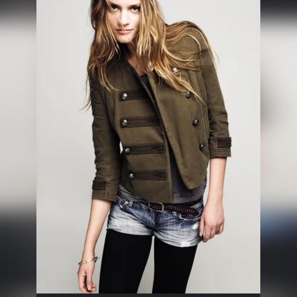 American Eagle Outfitters Military Double Breasted Army Green Victorian Coat - Picture 1 of 12